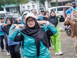 TP PKK Kabupaten Musi Banyuasin Gelar Senam Bugar Bersama dan Pelayanan Kesehatan Gratis
